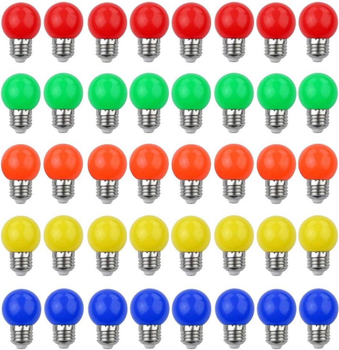Kleurrijke E27 LED Gloeilampen - Decoratief Licht voor Diverse Gelegenheden - 40 Stuks