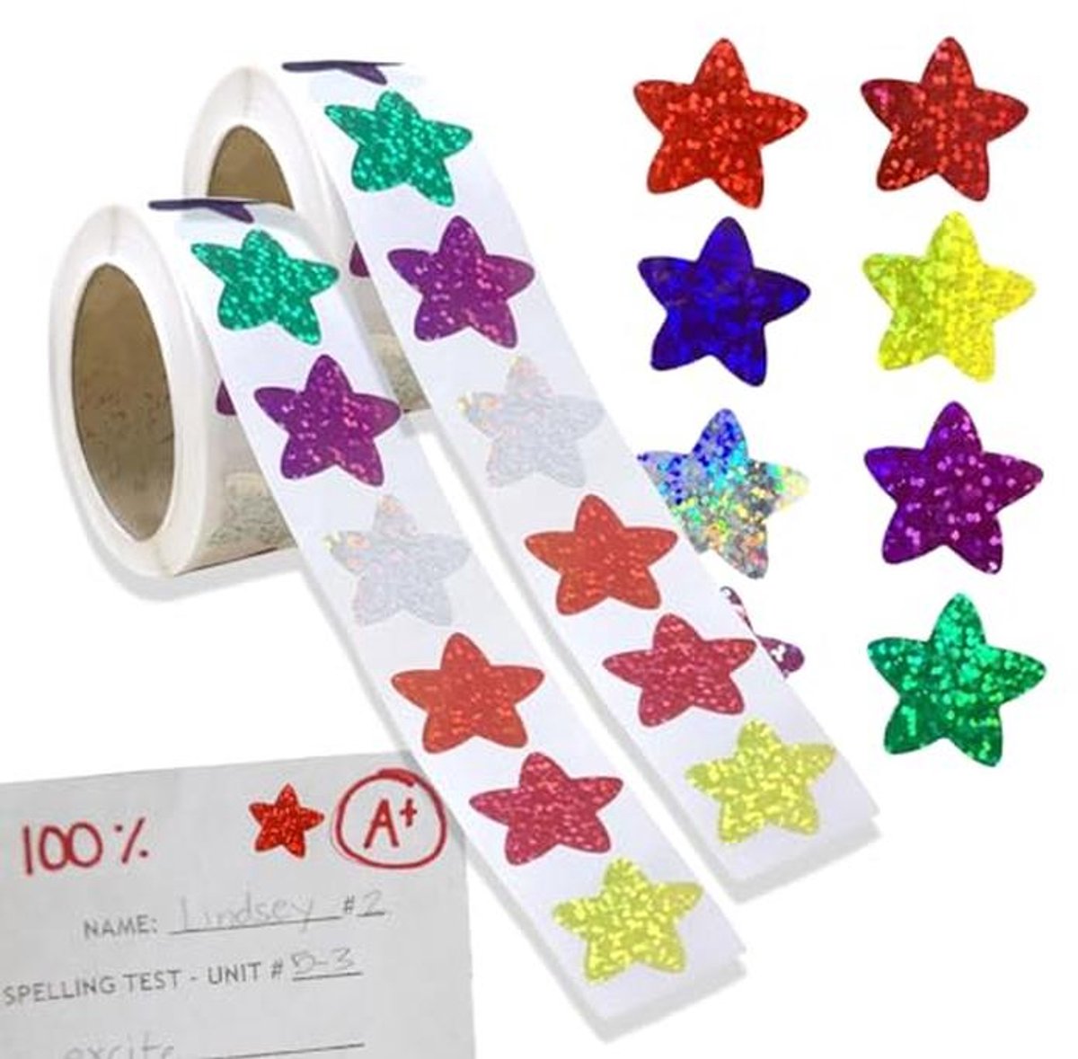 Glitter Sterrenstickers - 1000 Kleine Rol van 2,5 cm - Beloningsstickers voor Kinderen en School