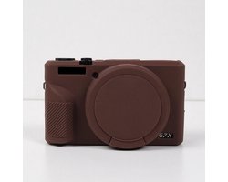 LISM-Geschikt voor Canon G7X Mark III, Bruin zachte siliconen camerahoes met afneembare lensdop, krasbestendig, Geschikt voor Canon G7X Mark III camera-accessoire-Bruin