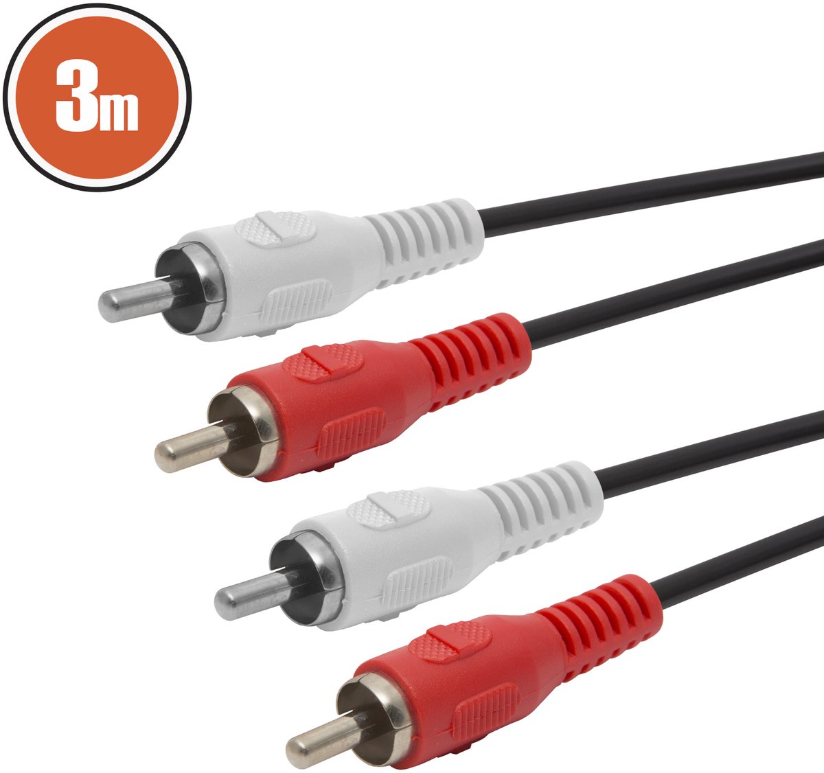 3 meter RCA kabel - dubbele RCA plug naar RCA plug - rood/wit - hoogwaardige multimedia en TV audio kabel 2 Stuks [20127]