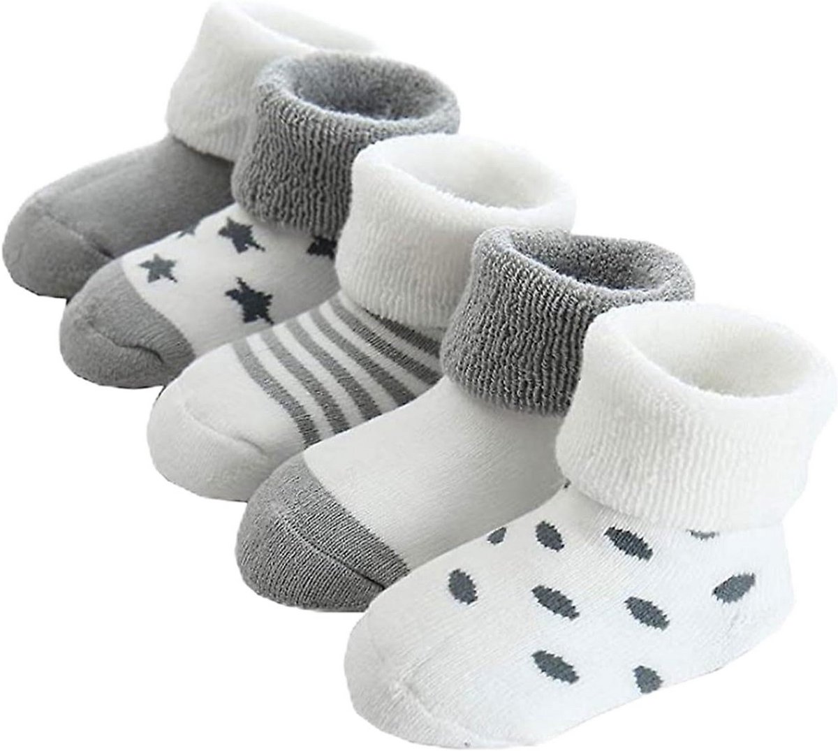 5 Paar Dikke Lamsvel Babysokken Thermisch Katoen Antislip 0-36 Maanden