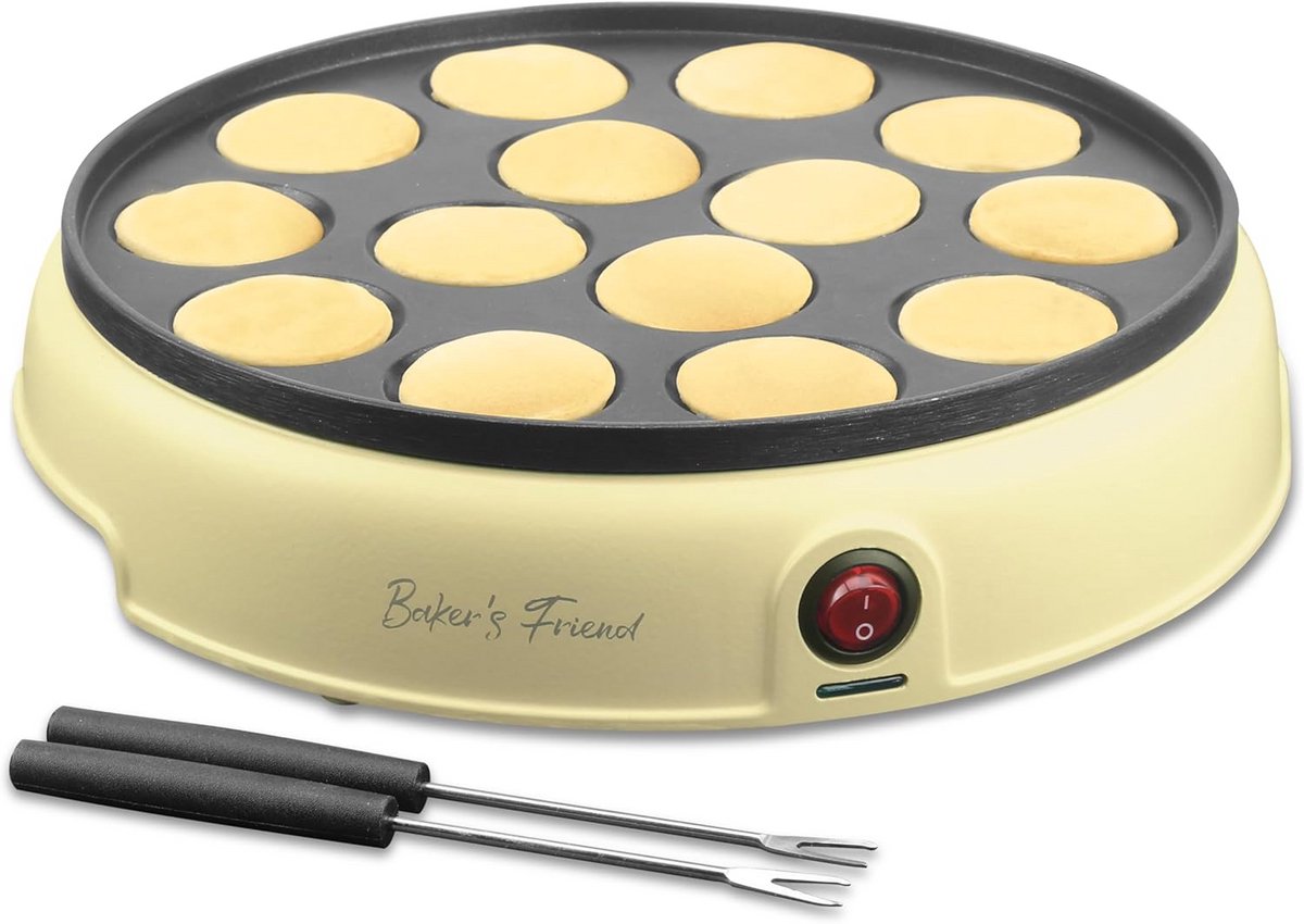 Elektrische Pannenkoekenmaker voor 14 Mini Pannenkoekjes - Poffertjespan met Antiaanbaklaag