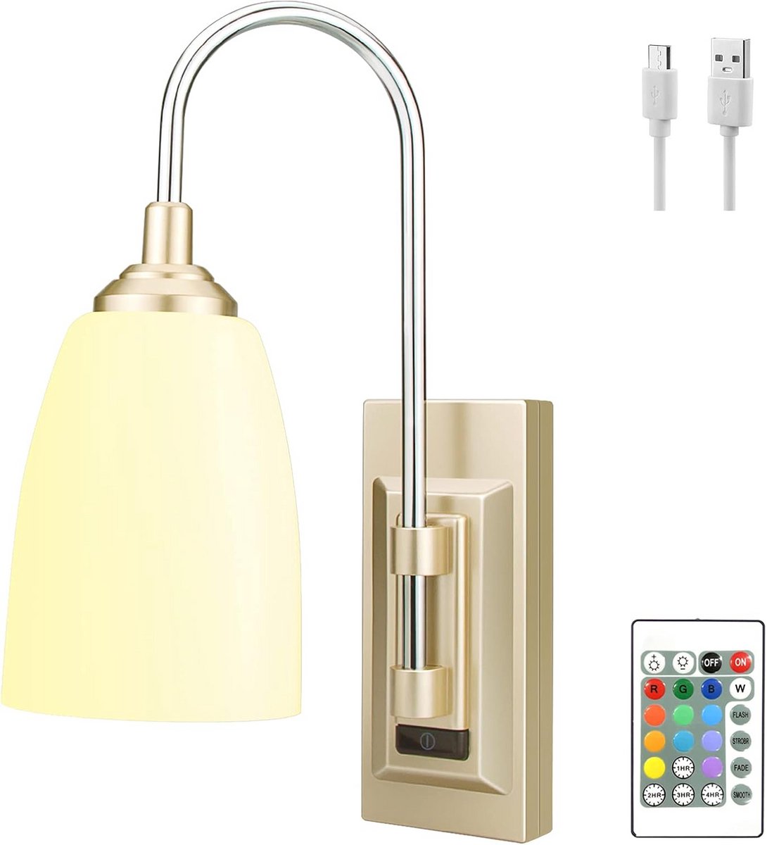 Draadloze LED Wandlamp met Afstandsbediening en Kleurverandering - Warm Wit Licht voor Binnen