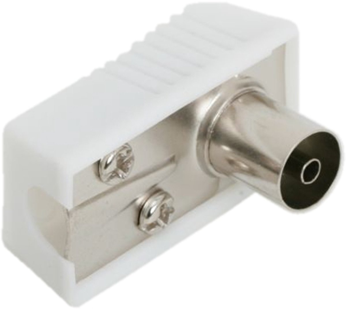 10x TV Coax Koppeling 90° Haaks – Vrouwelijke Coax Connector – Antenne Aansluiting met Kunststof Behuizing - 10 Stuks [05010]