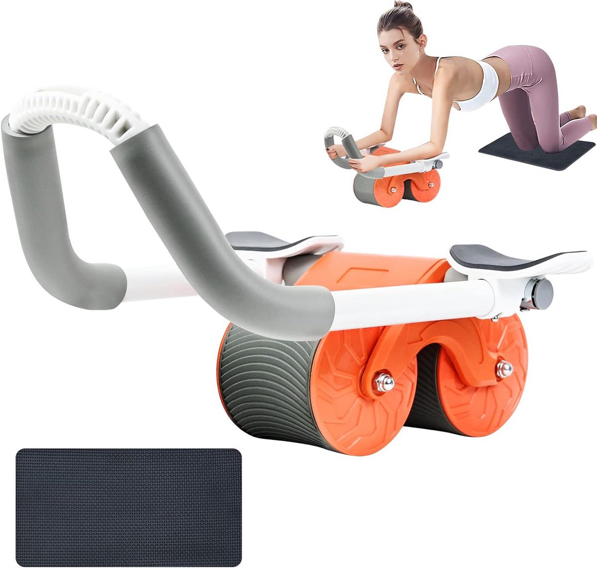Fitness Buikspierroller met Dubbele Wielen en Elleboogsteun