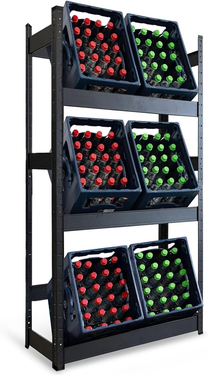 Houten Drankenrek voor 6 Kratten met Plateau voor Opslag