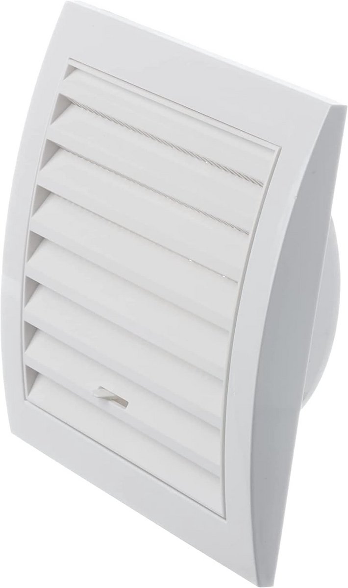 Rond Wit Ventilatierooster 100mm met Insectennet en Schuifregelaar
