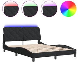Tweepersoonsbed | Dubbelbed | Volwassenenbed | Bedframe met LED zonder matras fluweel zwart 120x200 cm