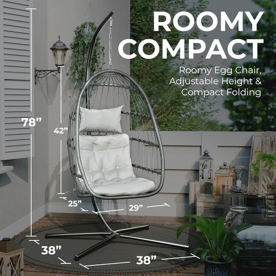 Tuin Indoor Hangend Ei Swing Hangmat Stoel Zitting Dik Kussen Kussen Kussens Inclusief Alleen Zitkussen Beter1