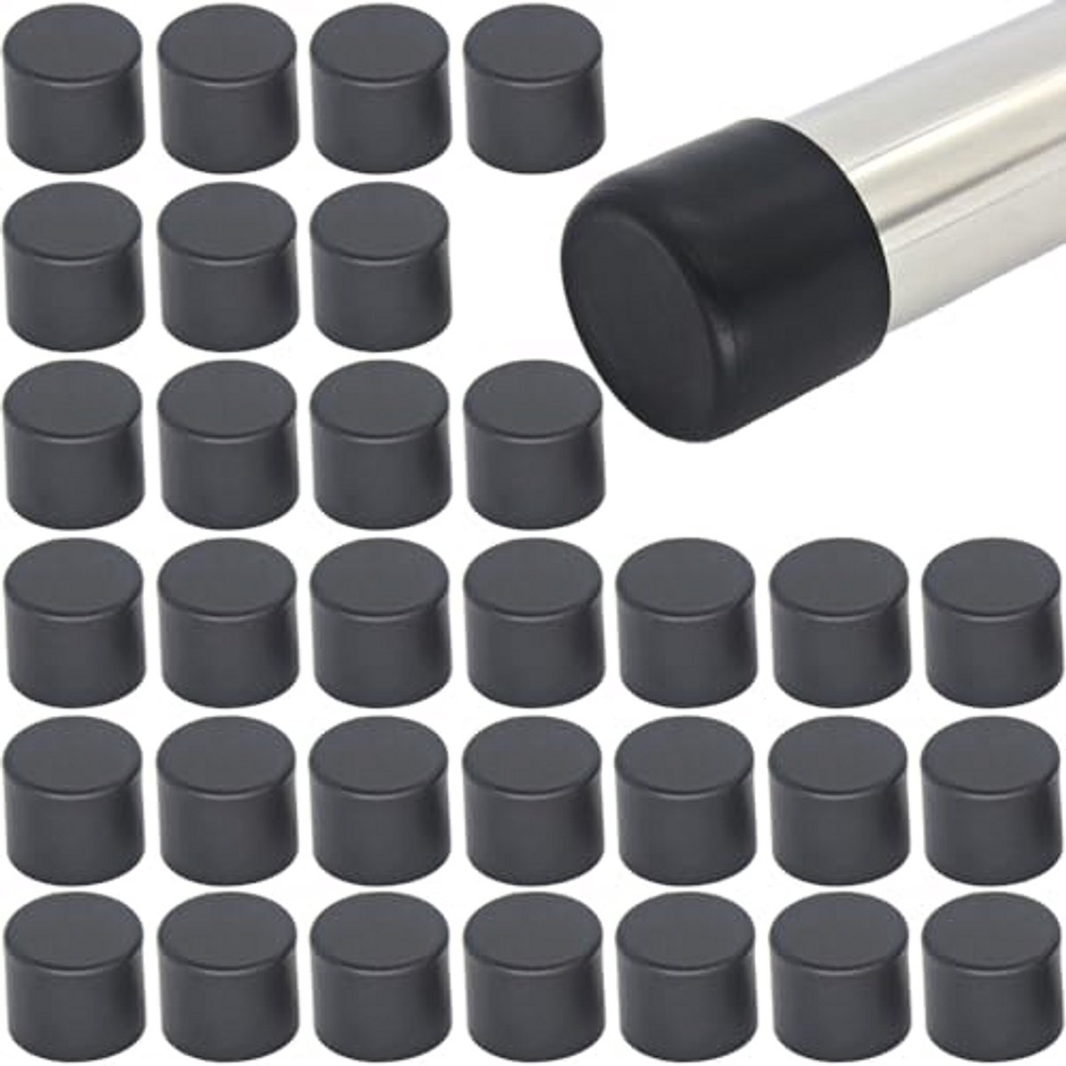 Opvouwbare Stoel Been Caps - 32 Stuks PVC Vloerbeschermers voor Ronde Stoelen - Zwart