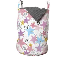 ABAKUHAUS Sterren Waszak, aquarel-punt-strepen, wasmand met hengsels en trekkoordsluiting voor wasserettes, 33 cm breed x 49 cm hoog, veelkleurig