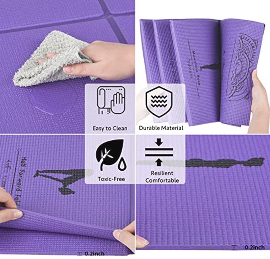 Opvouwbare yogamat voor dames - Antislip oefenmat voor yoga, pilates en fitness — afbeelding 5