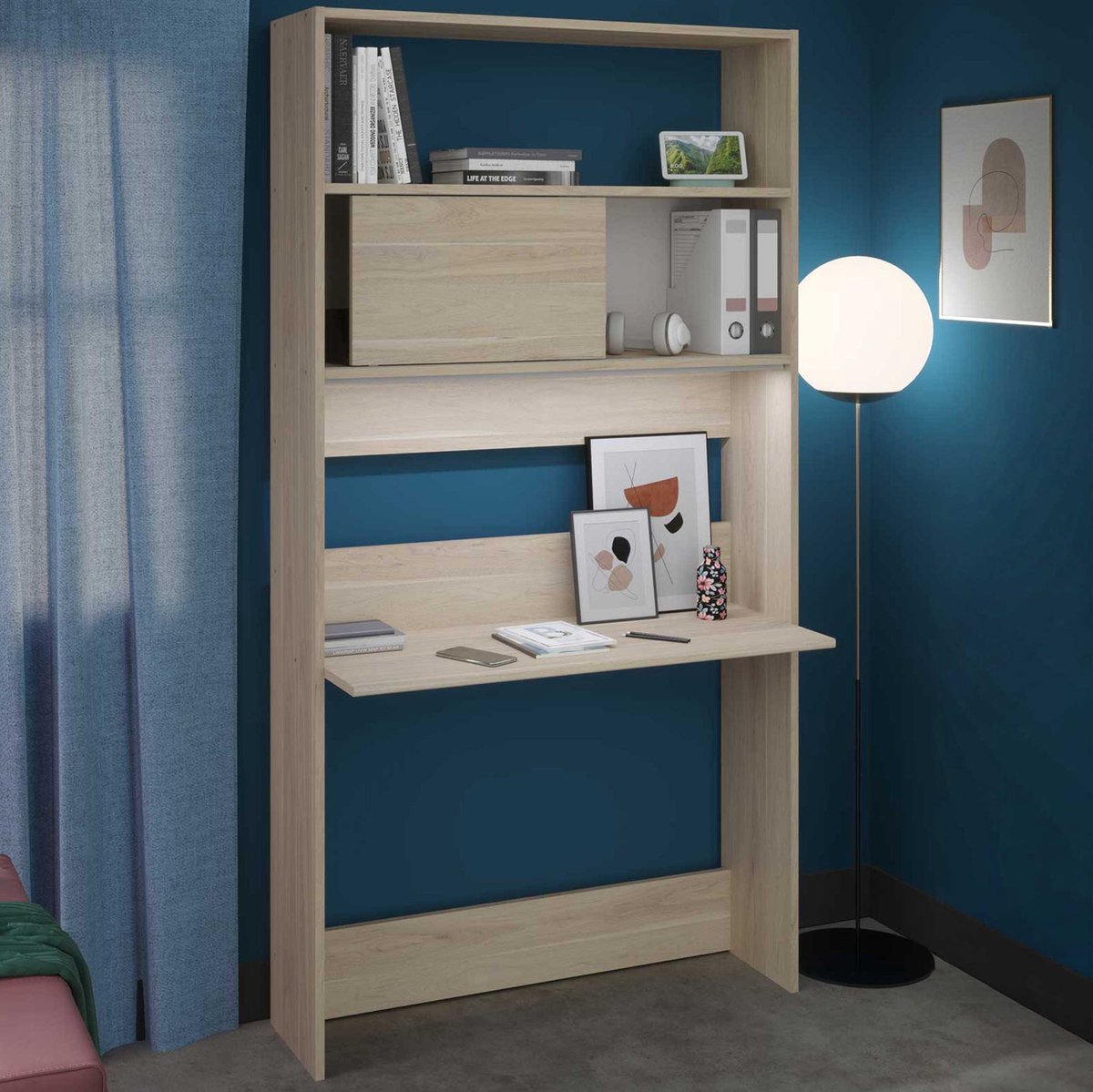 Secretaire Fina 105 Cm - Eik - Parisot - Secretaire - Bruin - Spaanplaat