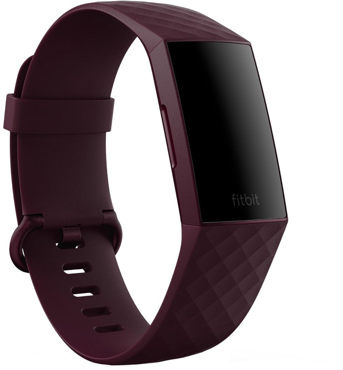 Classic siliconen band Fitbit Charge 3 / 4 - Maat L - Rosewood bandje - Geschikt voor Fitbit Charge 3/ Charge 4 - Donkerrood