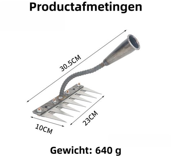 1 stuk - Tuingereedschapset - Harken - Onkruidhark - Verwijderbare Onkruid Hark - Multifunctionele Steel Gras Hark - Ontginnings Hark voor Tuinieren met Verwisselbare Koppen - Zilver van Merkloos	 — afbeelding 5