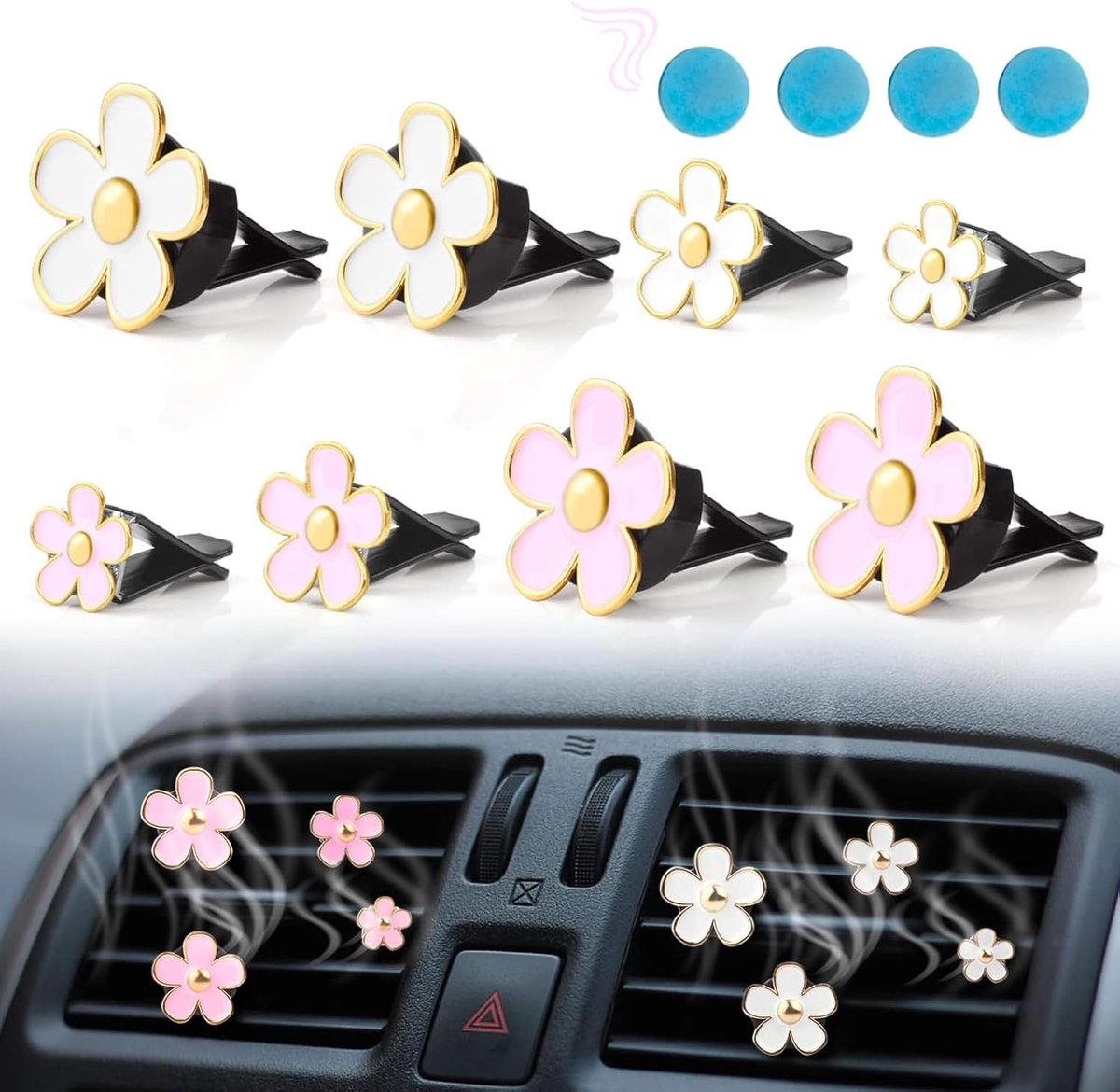 Flower Shaped Car Fragrance - Interieur Decoratie - 8 Stuks Daisy Car Ventilatie Clips - Luchtverfrisser Auto