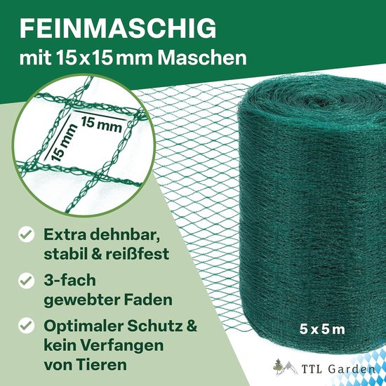 AlpineReach Tuinnetten Extra sterk geweven gaas Vogelnetten Heavy Duty Kit 2 m x 20 m - Bescherm