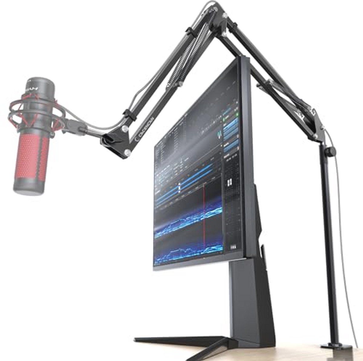 Microfoonstandaard met 360° draaibare arm en tafelhouder voor live streaming, gaming en podcasting