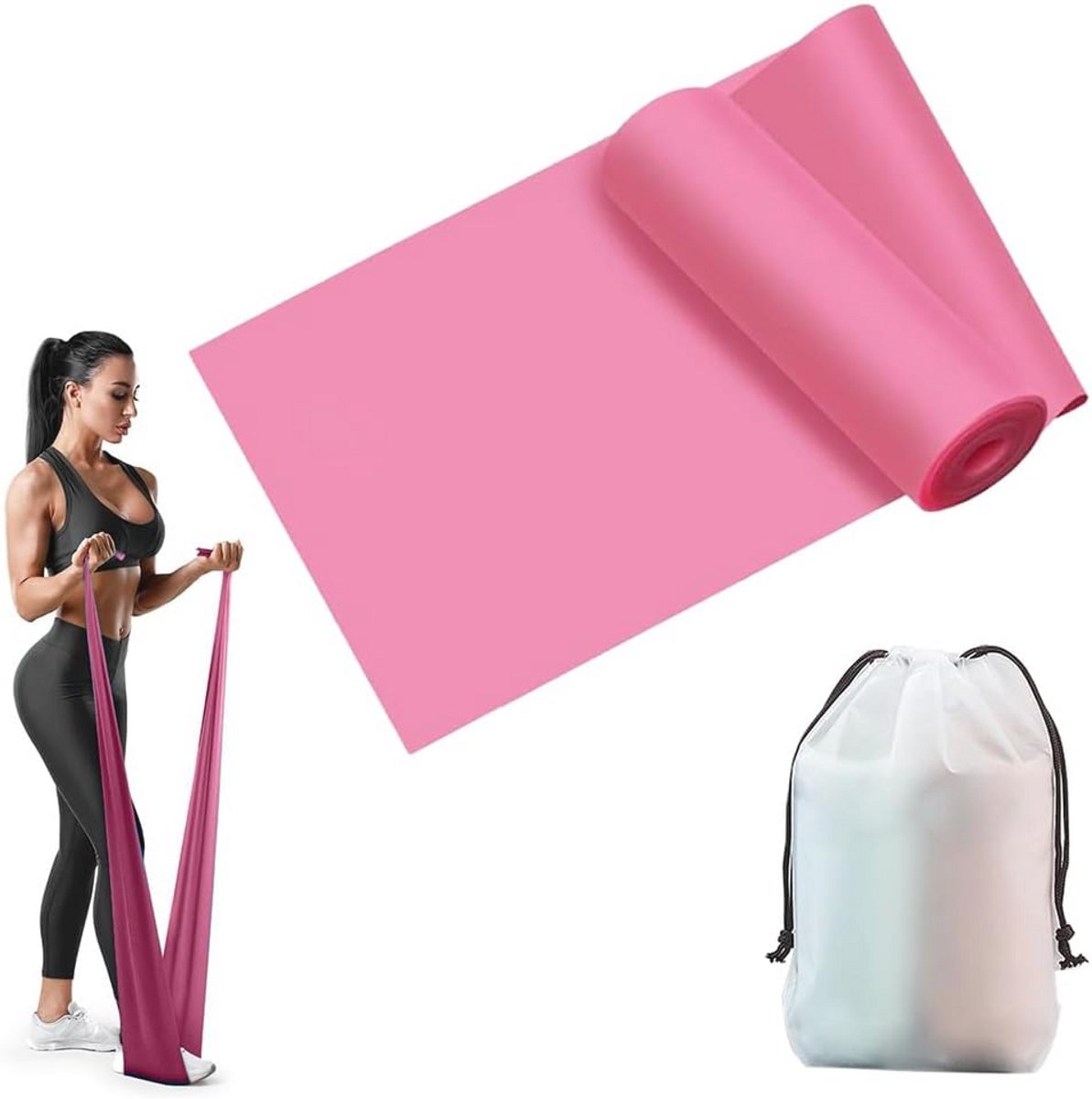 Weerstandsbanden 2 m lang voor Yoga, Pilates en Krachttraining - Gymnastiekband met Draagtas