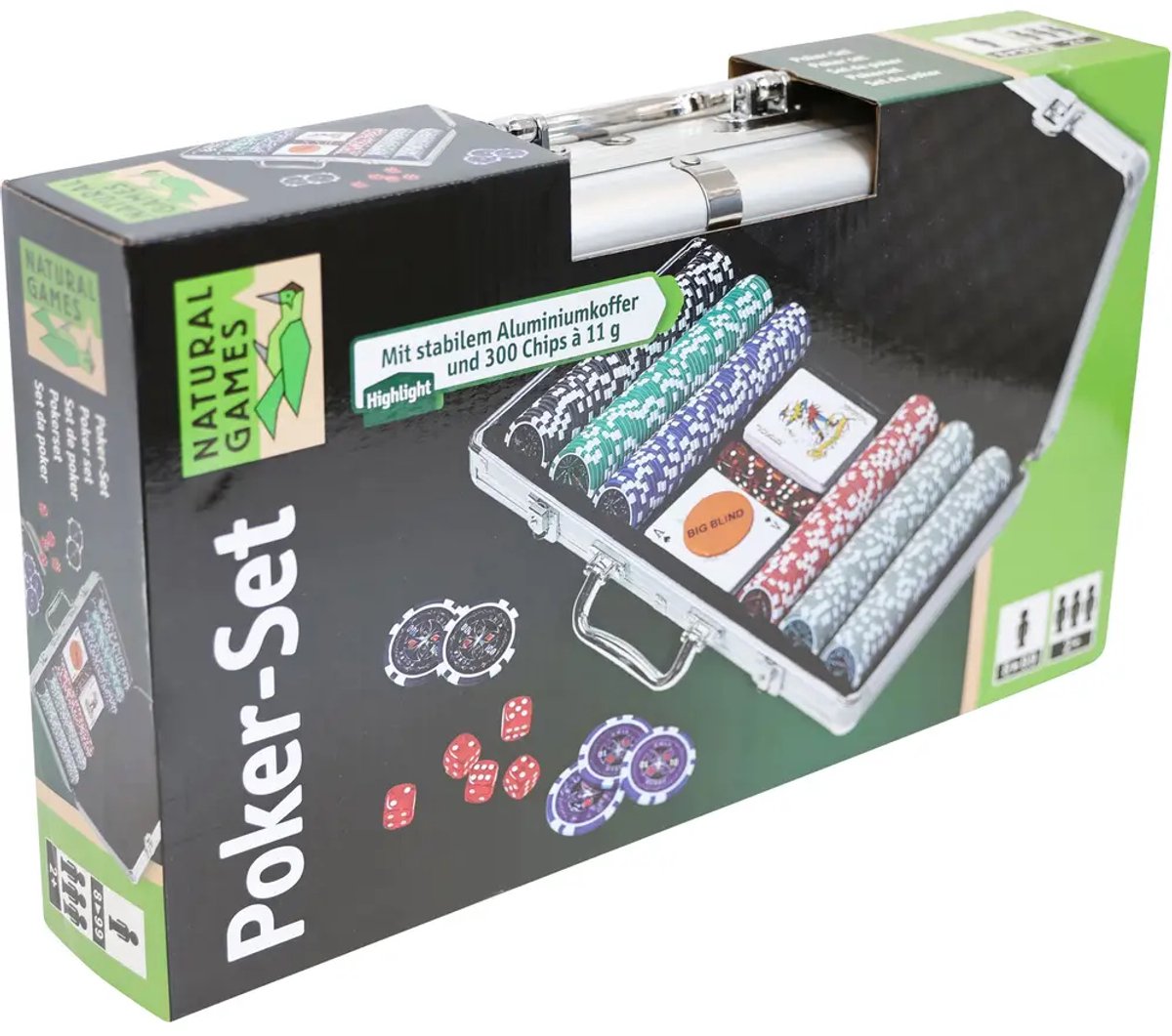 Vedes pokerset aluminiumkoffer 300 chips poker speelgoedset.