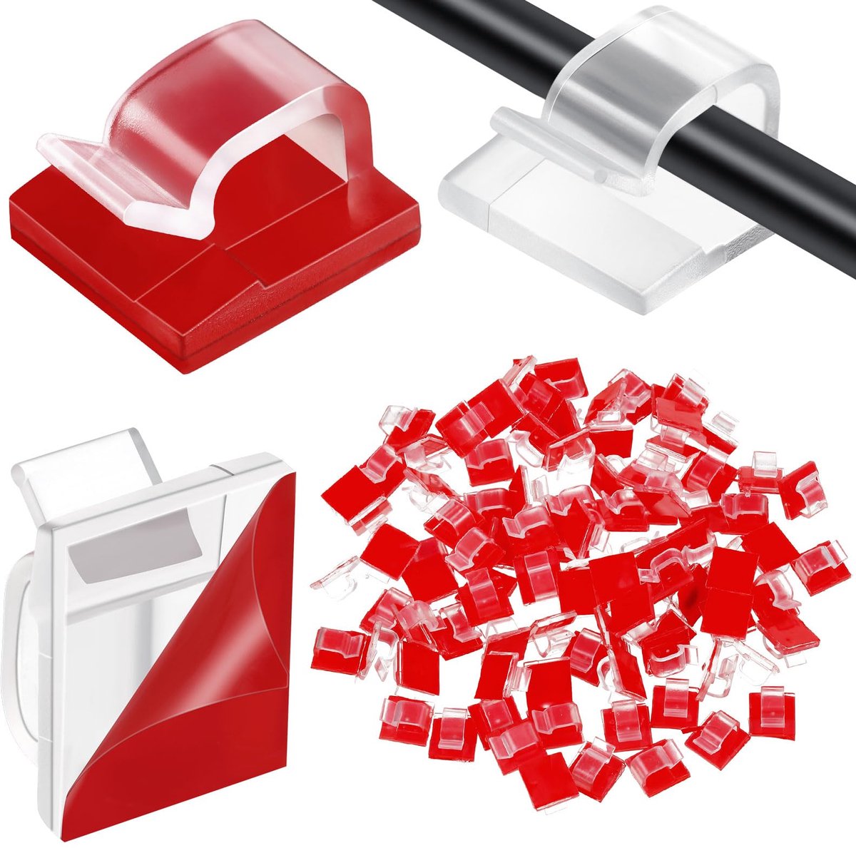IMPERATORIS® Kabelclips - Kabelbinders - Kabelorganizer - Kabel Management - Voor Bureau, Muur & Meubel - 100 Stuks
