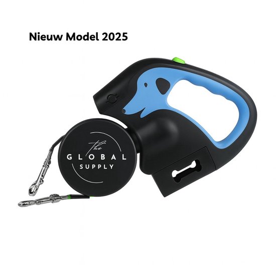 Laisse double pour chiens 360° - Solution idéale pour 2 chiens - Laisse - Harnais - Système anti-nœuds - Lumière LED - Blauw