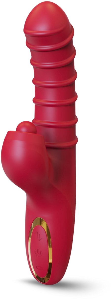 IVY LUX – 3-in-1 Vibrator voor Vrouwen – Dildo Vibrator met Stootfunctie – G-spot Vibrator + Clitoris Stimulator – Trillen & Pulseren – Waterdicht – USB Oplaadbaar