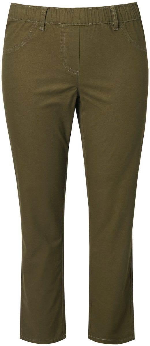 Ulla Popken - Dames - Jeggings elastische tailleband smalle pijp - Olijf - Maat 52