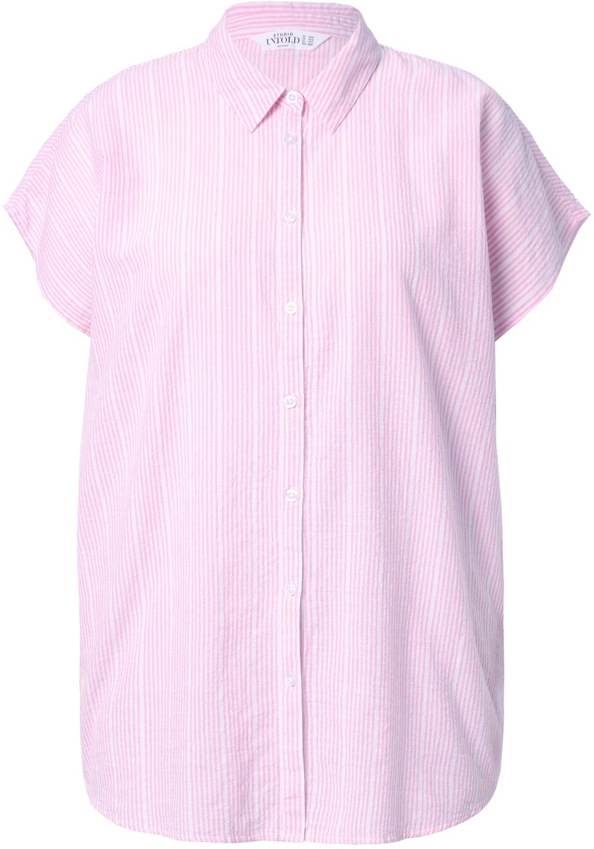 Studio Untold - Dames - Overhemdblouse oversized structuurstrepen - Roze - Maat 42+