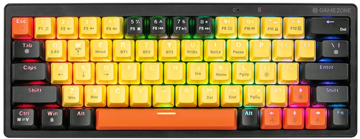 Tracer EVO2 toetsenbord Gamen USB + RF Wireless + Bluetooth QWERTY Engels Zwart, Oranje, Geel