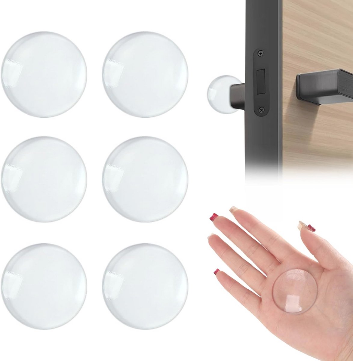 Zelfklevende deurstoppers - 6 stuks transparant voor optimale vingerbescherming