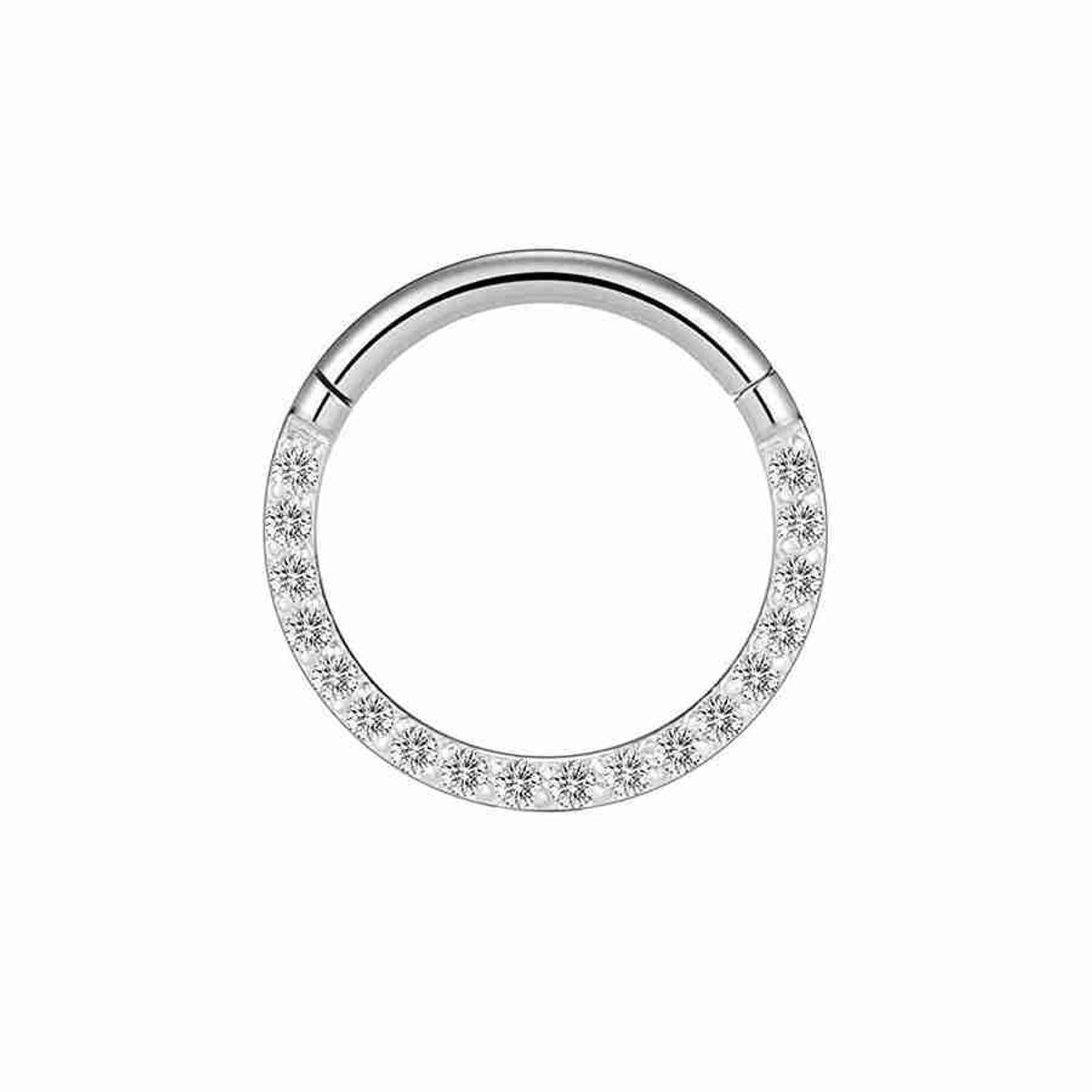 WeLoveSilver - helix piercing - chirurgisch staal - kristallen - 37x26x2