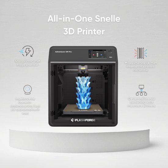 FLASHFORGE Adventurer 5M Pro 3D-printer met hoge snelheid afdrukken, max. 600 mm/s, snelle verwarming met 280° mondstuk, interne en externe circulatie, dubbele luchtfiltratie