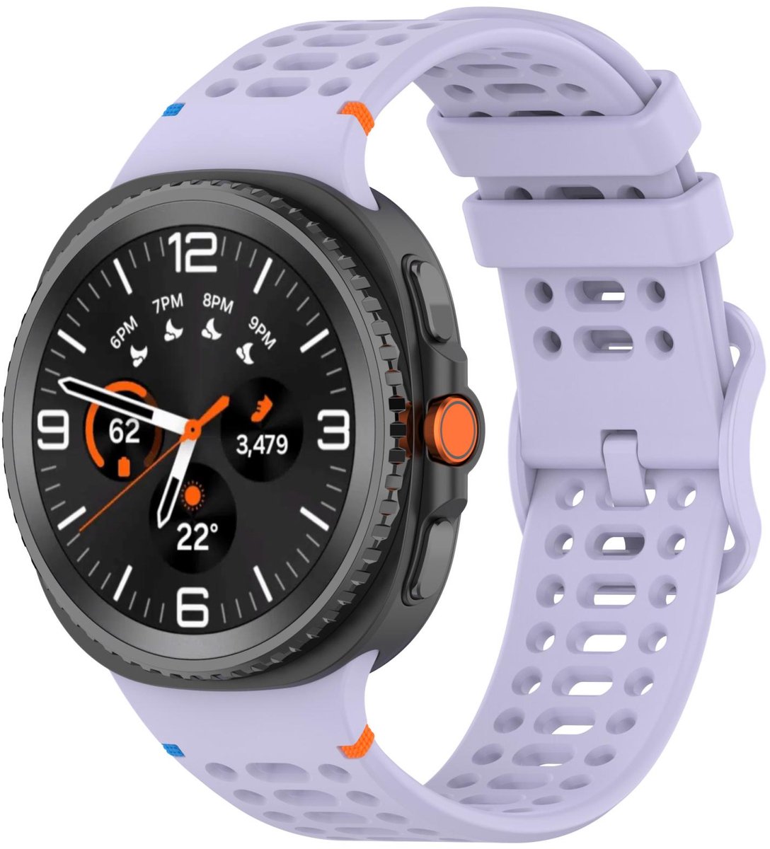 Siliconen bandje - geschikt voor Samsung Galaxy Watch 8 (40mm) / Galaxy Watch 8 (44mm) / Galaxy Watch 8 Classic - gaatjes met gespsluiting - lila