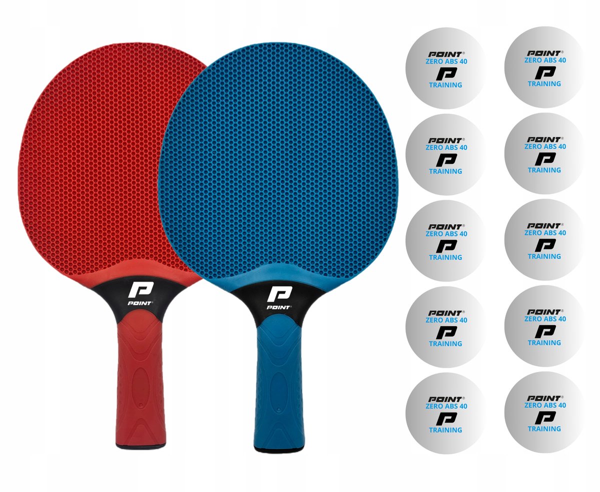 POINT SCHOOL Outdoor Tafeltennis Set Blauw/Rood met 10 Ballen
