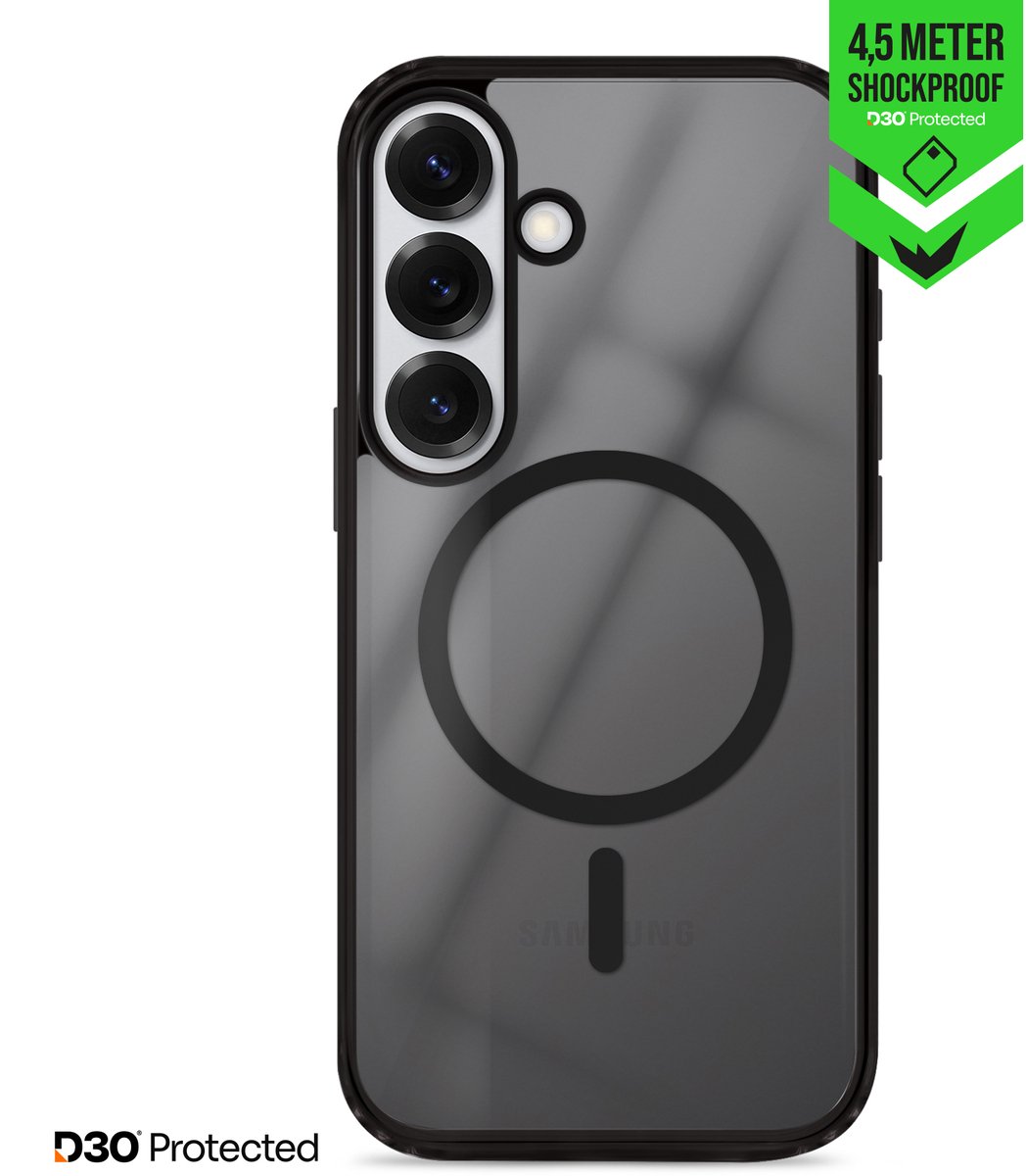 Striker Hoesje geschikt voor Samsung Galaxy S25 MagSafe Telefoonhoesje Hardcase | Striker X-Core Xtreme Impact Backcover Shockproof | Geschikt voor MagSafe | Geschikt voor Draadloos Opladen met Magnetische Ring | Geschikt voor MagSafe Case - Zwart
