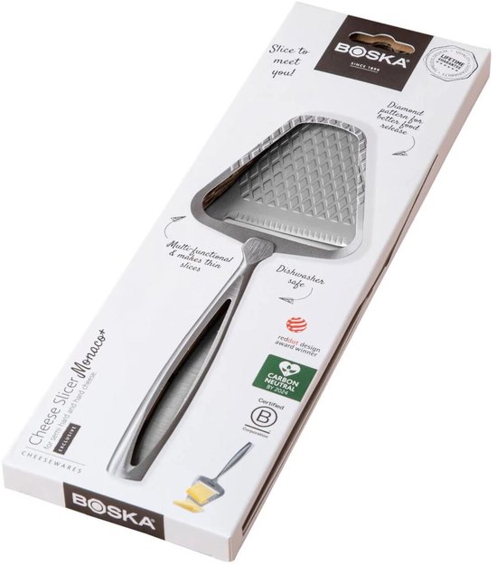 Boska Kaasschaaf Monaco+ - Design kaasschaaf - Award winnaar - Kaasschaaf voor harde kaas - RVS - Vaatwasserbestendige kaasschaaf - Cadeautip - Keukengerei - Keuken accessoires - Levenslange garantie