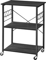 VASAGLE Keukenwagen, rolwagen, serveerwagen met universele wielen, nivelleringsvoeten, ruimtebesparend, stalen structuur, 66 x 26 x 85 cm, voor keuken, woonkamer, rustiek bruin LRC66BX