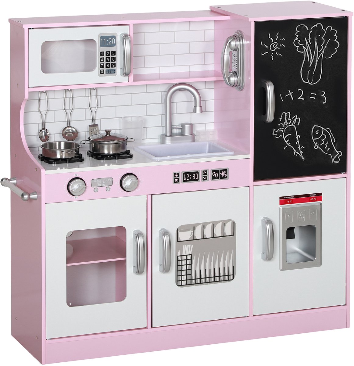 AIYAPLAY Speelkeukenset voor kinderen MDF 83,8L x 26,8B x 81H cm Roze