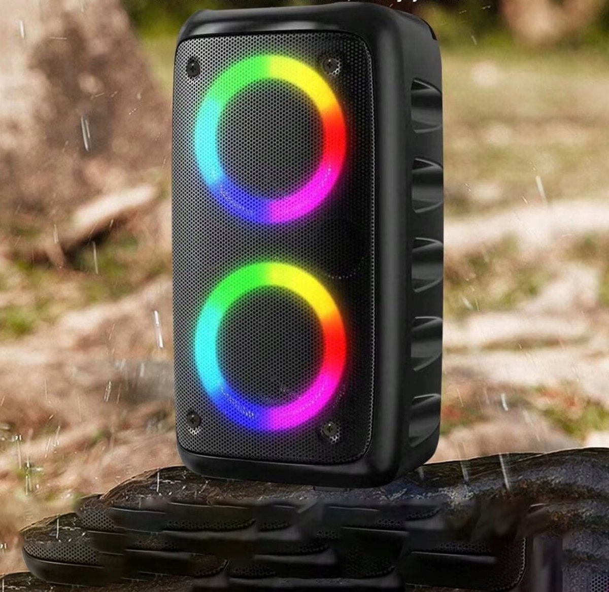 Azaris - Draadloze Bluetooth Speaker XXL - Partybox Boombox - Met Karaoke en Microfoon - RGB LED Verlichting - Super Bass