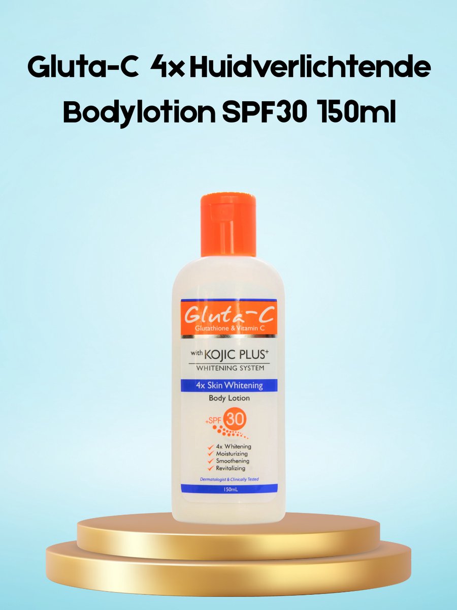 Gluta-C 4× Skin Lightening Body Lotion SPF 30 – 150 ml – Verhelderende & Beschermende Body Lotion – Verminderde Donkere Vlekken, Egaliseert de Huidtint & Beschermt tegen UV-stralen – Voor een Gladde, Stralende & Gezonde Huid