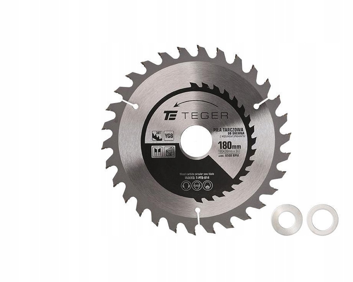 Teger Zaagblad 180mm Hardmetalen Tanden 30T voor Hout