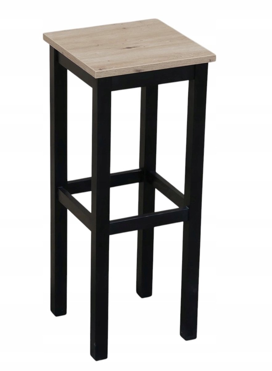 Hoge barkruk 80 cm zwart met eiken zitting - Modern design