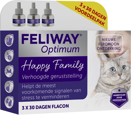 Feliway Optimum Navulling 3-Pack - Anti stressmiddel - 48 ml