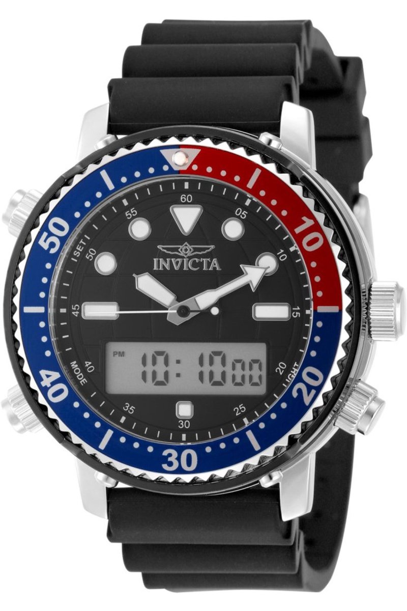 Invicta Pro Diver 49451 Heren Horloge - Waterdicht - Analoog - Quartz Uurwerk - Roestvrij Staal met zwarte Wijzerplaat - 46mm
