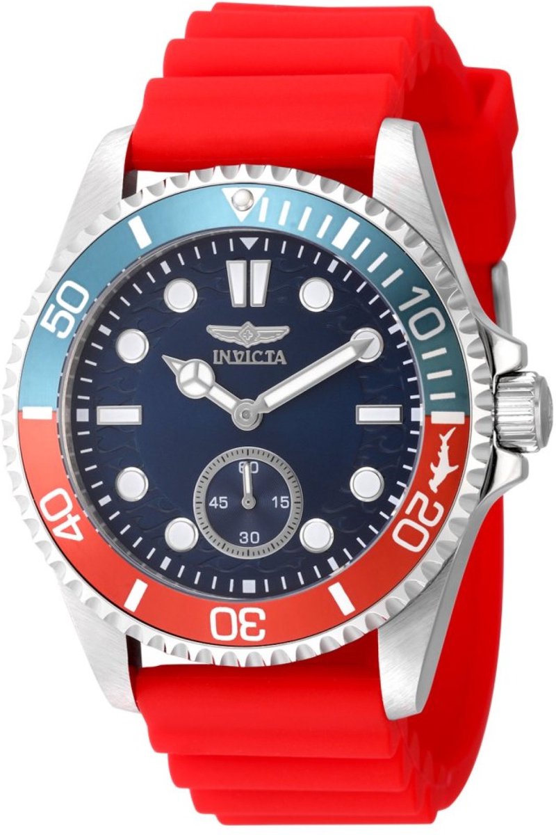 Invicta Pro Diver 49340 Heren Horloge - Waterdicht - Analoog - Quartz Uurwerk - Roestvrij Staal met blauwe Wijzerplaat - 43mm