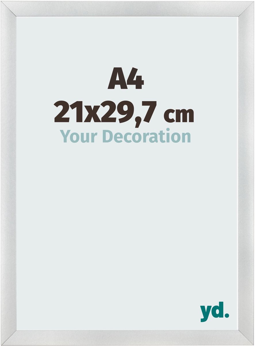 yd. Your Decoration - Fotolijst A4 21x 29,7 cm - MDF - Zilver Mat - Pisa