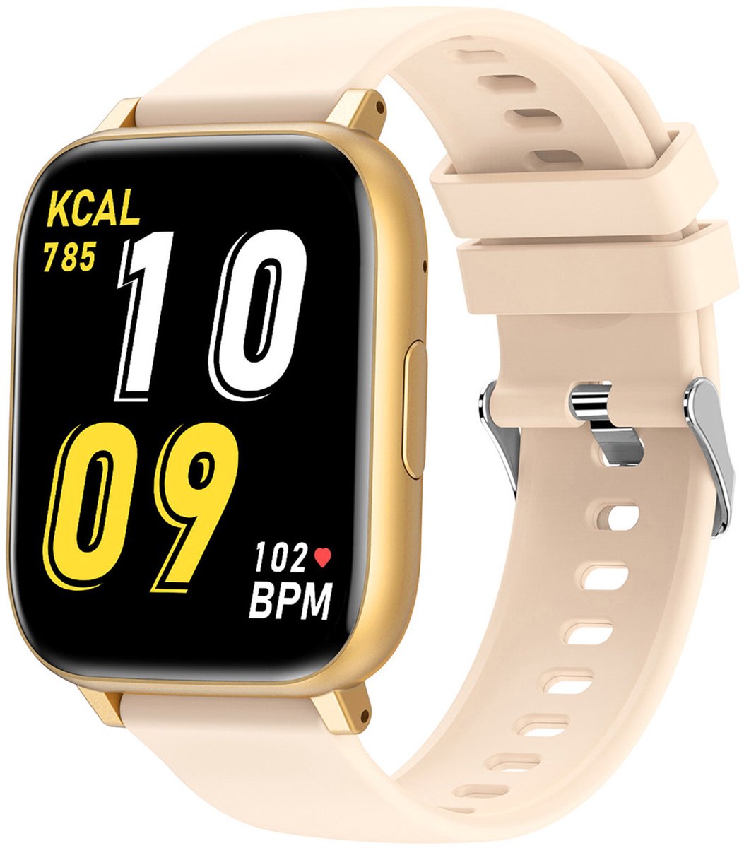 Smarty SW105G Alloy Goudkleurig Siliconen Beige 42x36mm