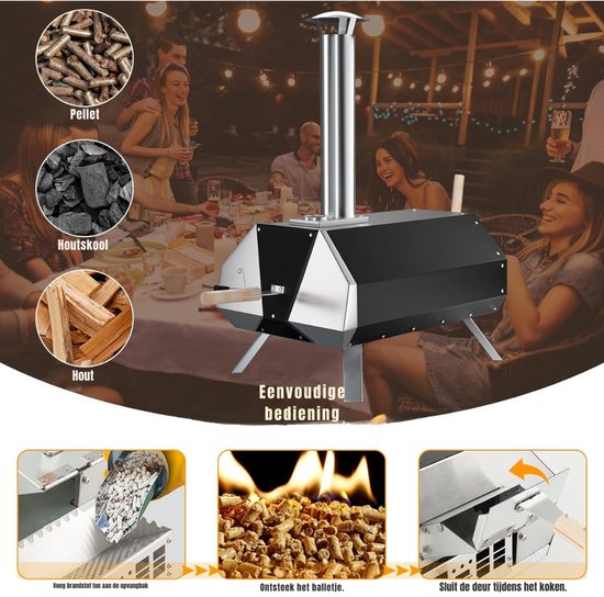 Aurixi® Pizza oven Buiten - Pizza oven Buiten - Pizza oven Buiten Gas - pizza steen -Zwart - 51 cm x 39 cm x 83 cm — afbeelding 3