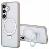 Étui Accezz adapté à la coque Samsung Galaxy S25 Plus - Coque arrière avec support à Ring Accezz adaptée à MagSafe - gris